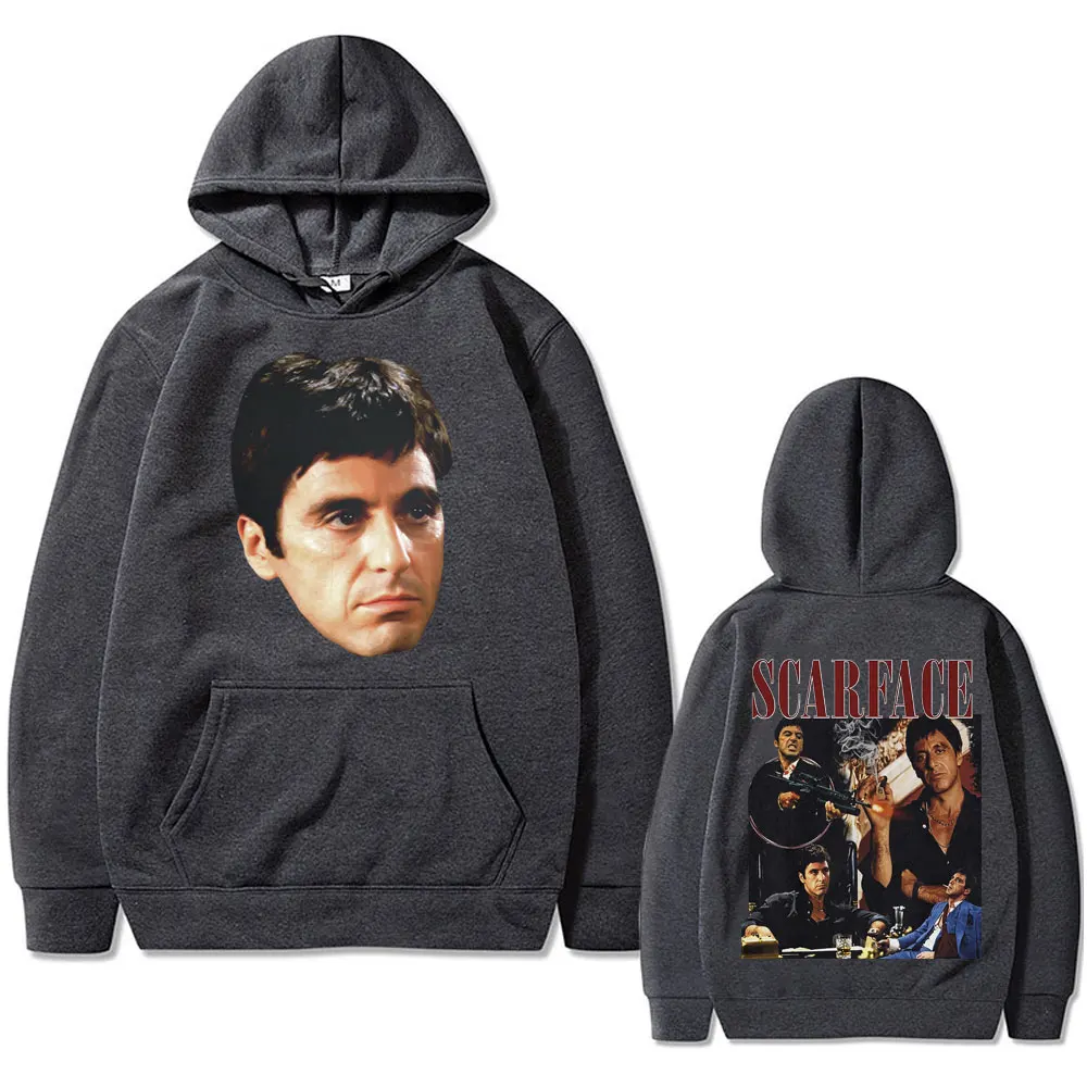 Classic Vintage Movie Scarface Al Pacino As Tony Montana Graphic Print Hoodie Men Hip Hop Rock Sweatshirt Male Oversized Hoodies