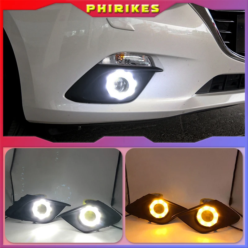 

DRL For Mazda 3 Mazda3 Axela 2014 2015 2016 LED DRL Daytime Running Lights Daylight Fog lamp with turn signal light