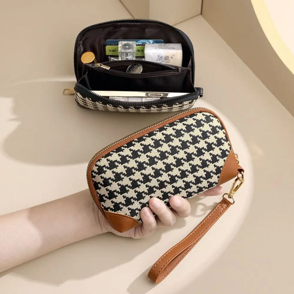 Coin Purse Women Wallet Card Wallet Coin Purse Wallet Zipper Wallets Women Purse Women Coin Purse New Houndstooth Women's Canvas Zipper Wallet