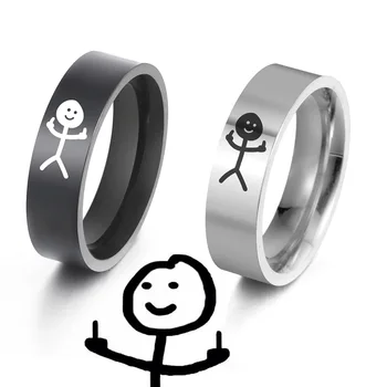 Dreamtimes Simple Trend Funny Middle Finger Stickman Ring