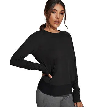 Women Yoga Shirt Fitness Sexy Sports Gym Crop Top Running Long Sleeve Blouse Winter T-Shirt Workout Sportswear 5