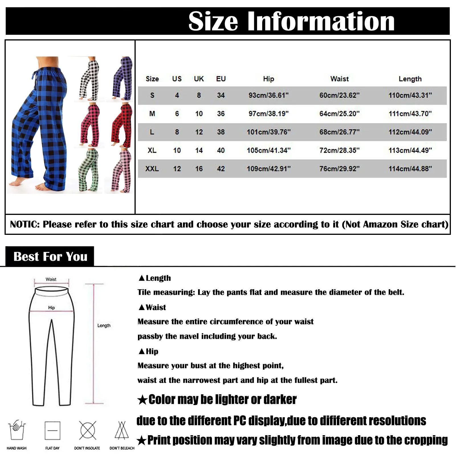 Women Autumn Winter Plaid Printed Pants Full Length Long Trousers