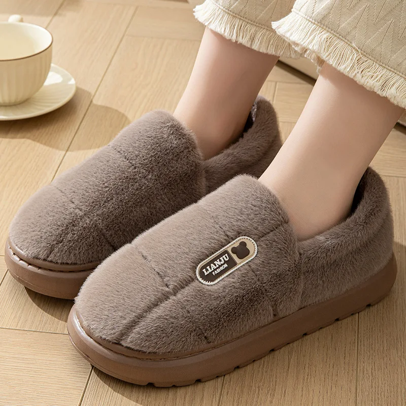 Evshine Damen-Schuhe aus flauschiger Baumwolle, warmes Fell, Plüsch, Innenrutschen, Herren, bequem, weich, flauschig, Hausschuhe, Winter, pelziger Haus-Baumwoll-Slipper – Detail 11
