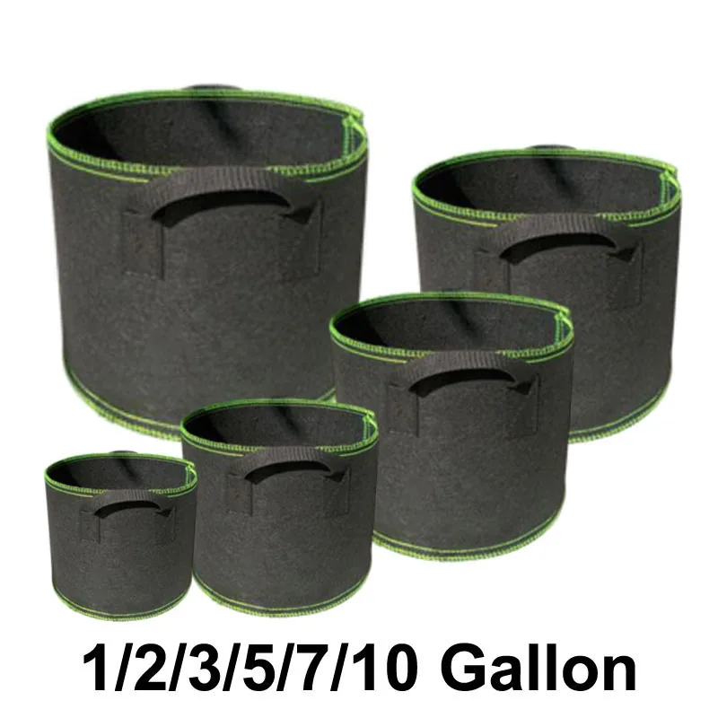 

1-10 gallon plant flower fabric potato tomato grow pot nursery growing bags for tree jardim vegetable planter garden tool 5gal T