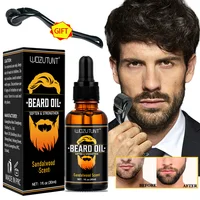 Natural Shea Beard Conditioning Oil Soften Strengthen Beard Sandalwood Scent 30ml and Gently Roller For Men Facial Hair Massage 1