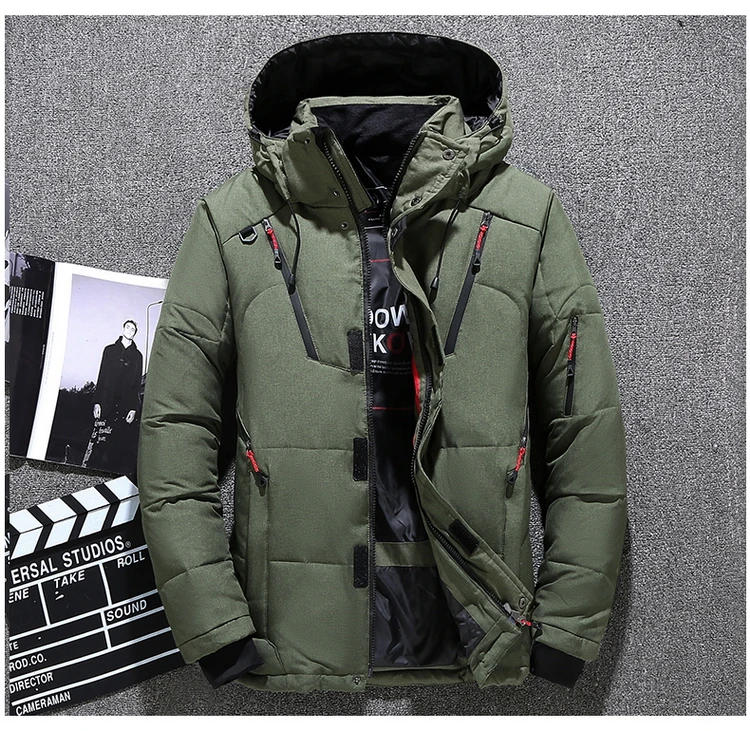 Men's Thick Warm Snow Parkas Men White Duck Down Parkas -20 Degree Winter Jacket Overcoat Windbreaker Hooded Parkas Coat Hombre