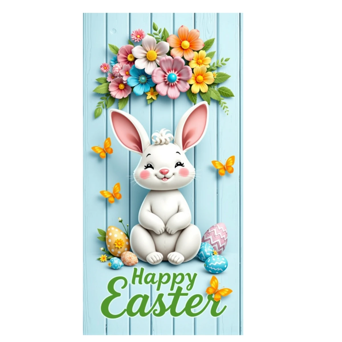 Striscione Di Pasqua 180x110cm Con Coniglietto E Uova Colorate | Grande Sfondo Per Foto E Decorazioni Per Feste Primaverili - 2