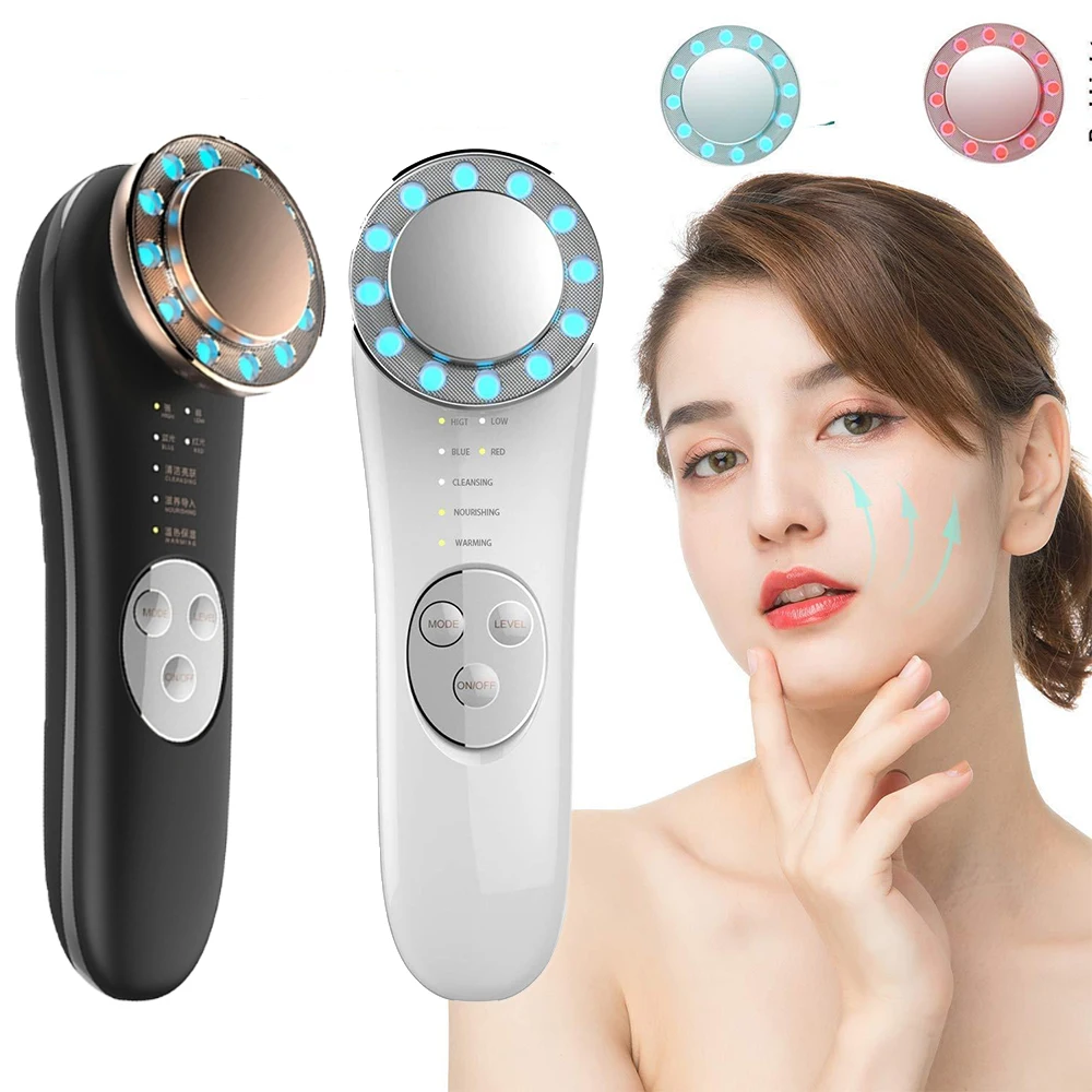 7in1 Facial Body Radiofrequency EMS Skin Care Tools Massager Electric Face Lift Red Blue Light