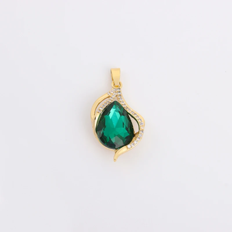 New Vintage Style Light Luxury Green Water Drop Pendant Necklace for Women Trendy Stainless Steel Jewelry Ladies Wedding Jewelry_voghion.com