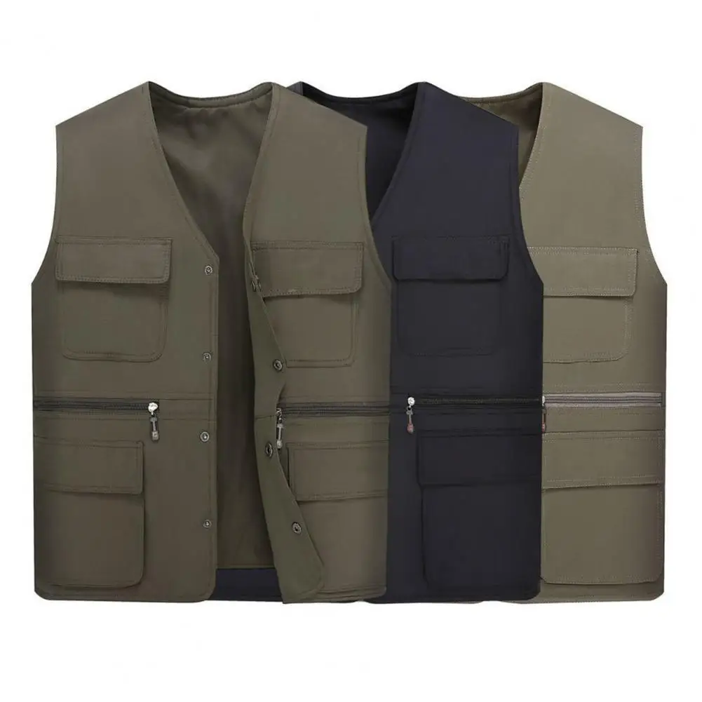 

Men Cargo Vest Trendy Relaxed Fit Inner Pockets Overall Vest Jacket Male Men Vest Jacket