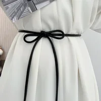 Corde ronde en cuir pour femme, ceinture fine, ceinture nouée décorative, jupe, manteau, sangle de pull, mode JOWomen, 1 pièce 2