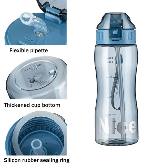 Portable Sport Tea Coffee Cup Plastic Water Bottle With Straw for Drinking Kitchen Tools Kids Water Bottle for School 6