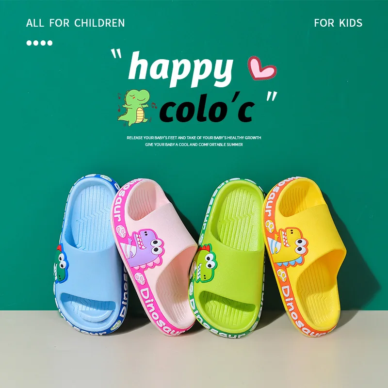 New summer children slippers Kids shoes Cartoon dinosaur slippers