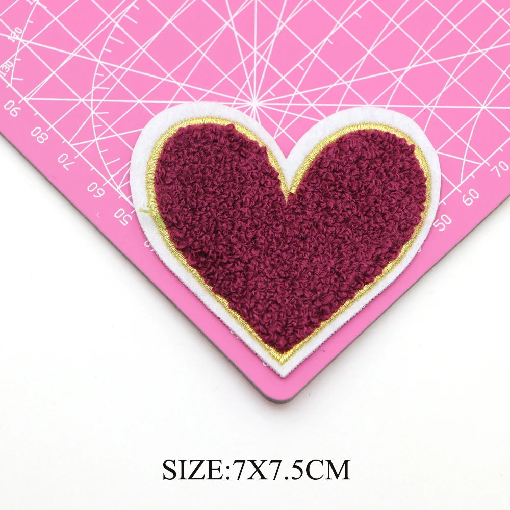5 TEIL/LOS Herz Eisen auf Handtuch Patches Chenille Patches Gestickte Patch Aufkleber Applique Nähen Abzeichen Für Stoff Kleidung Jacke – Detail 16