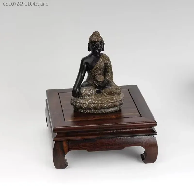 Mini tavolino laterale in ebano per angolo tè e mensola decorativa - immagine 4