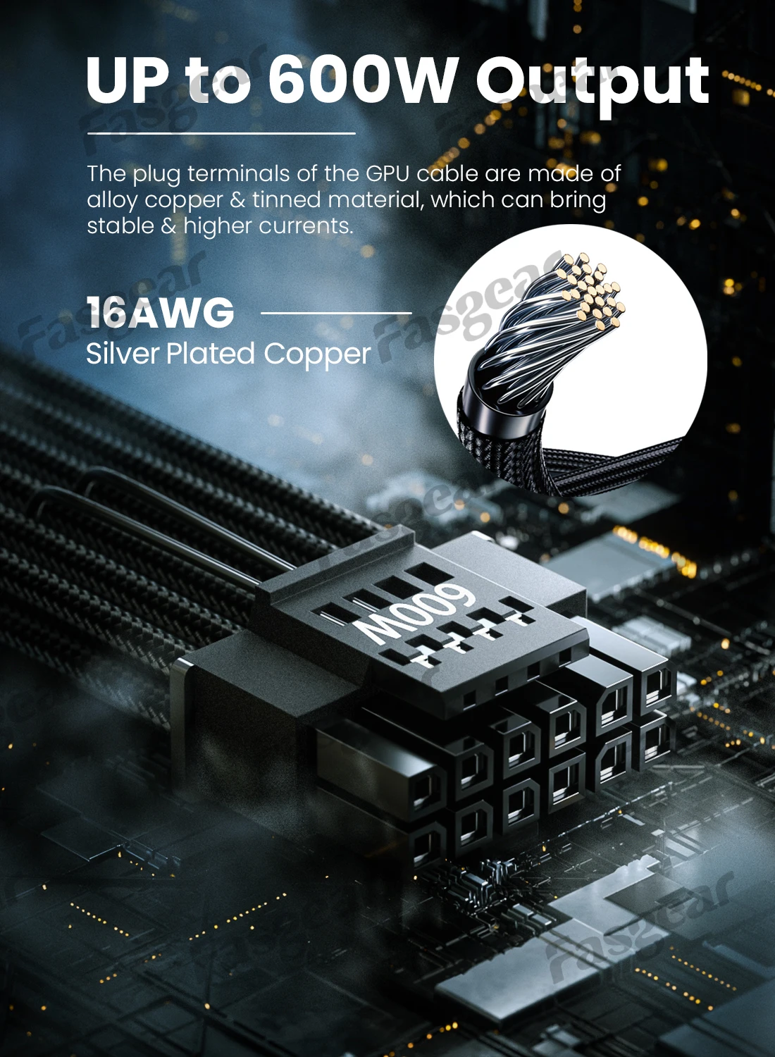 Fasgear 12VHPWR PCIe 5.0 GPU 電源ケーブル コネクタ RTX 3090Ti