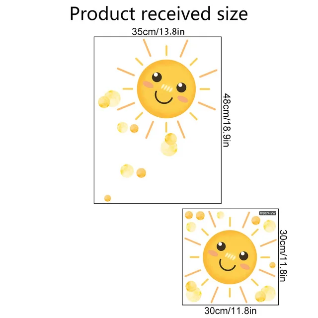 Funny Smiley Sun Wall Stickers for Baby room Kids Bedroom Nursery Kindergarten Wall Decor Removable PVC Decals Art Murals