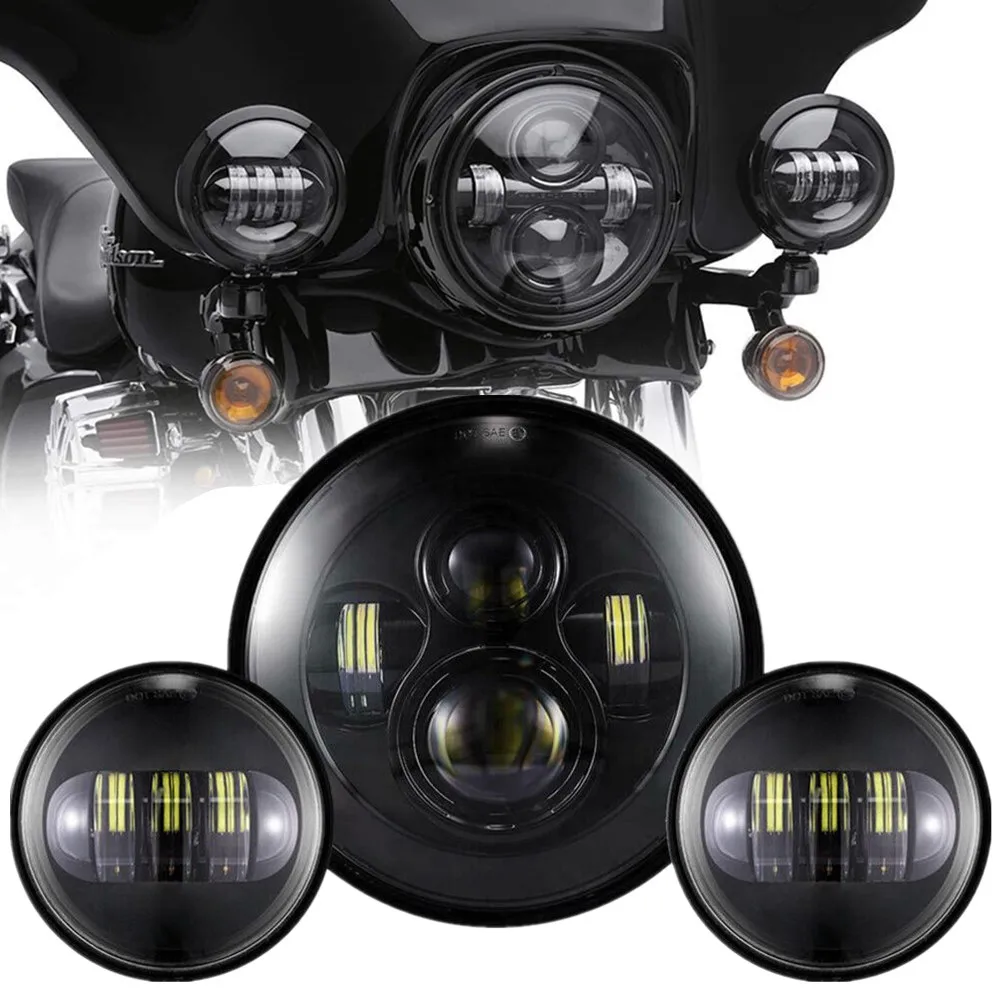 

Fit For Harley Electra Glide Classic 7Inch LED Headlight With 4.5" Passing Fog Lights