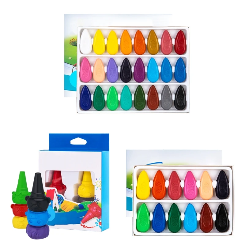 

Finger Grip Coloured Crayons Washable Soomth Surface Anti-break Recommended Age 3 ＋ Home Kindergarten Graffiti Supplies