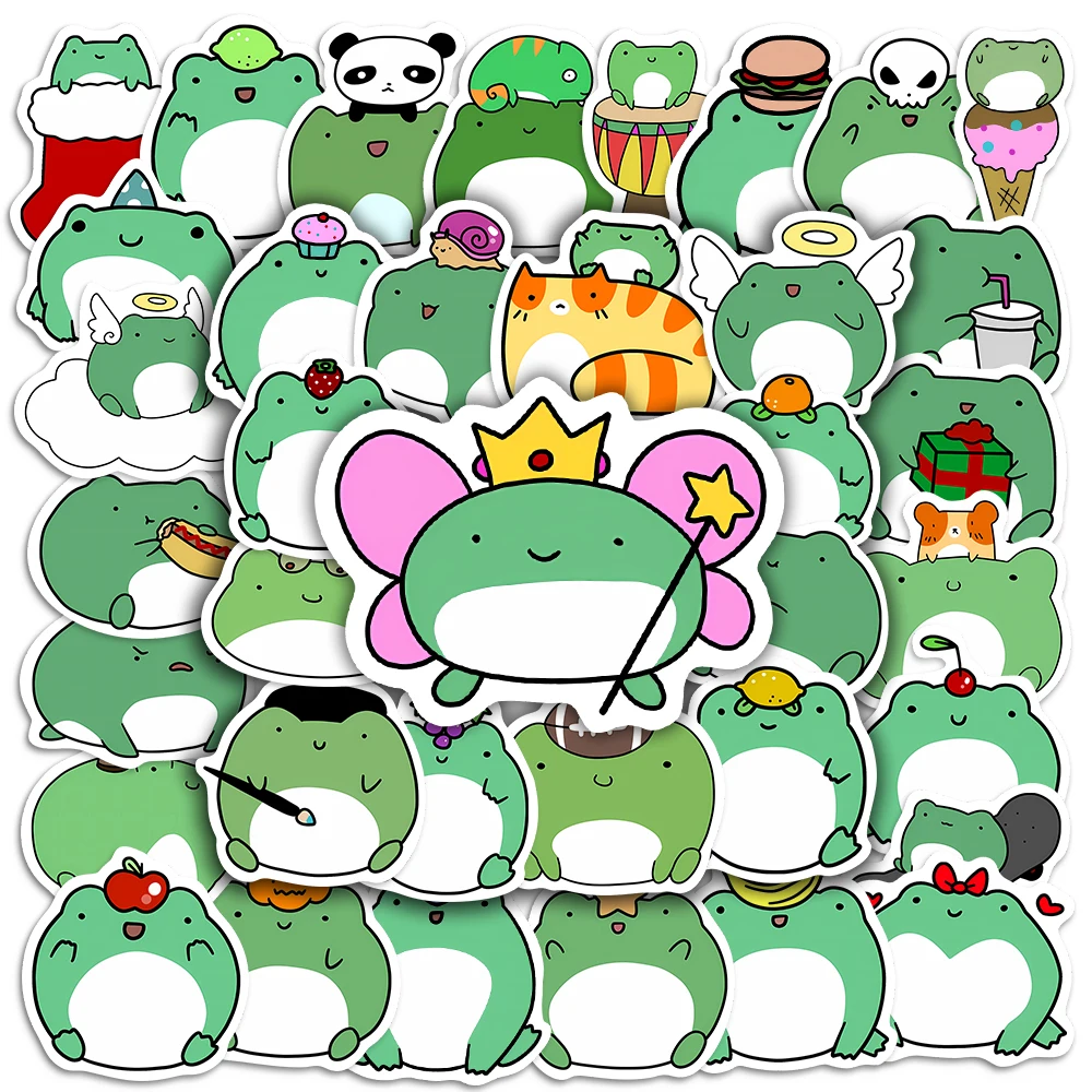 10/25/50PCS Cute Lovely Frog Stickers Small Self-Adhesive Decals for Photo Album Journal Scrapbook Luggage Refrigerator Notebook