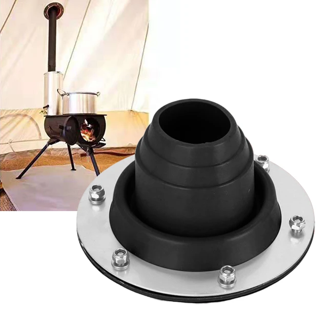 Camping Silicone Tent Stove Jack Furnace Wood Stove Chimney Vent with  Durable Steel Base for Outdoor Camping Accessories - AliExpress