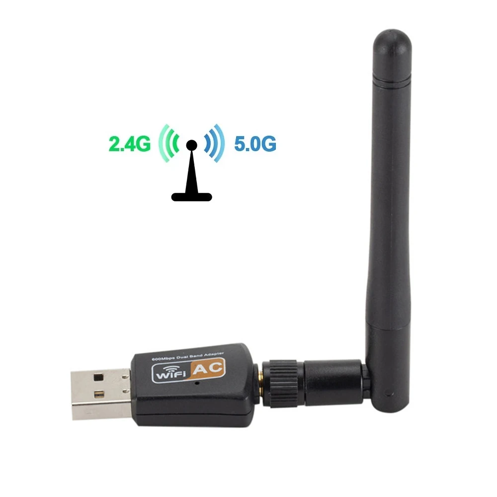 Wireless USB Adapter Wifi USB Adapter 802.11AC Dual Band 600Mbps Wireless USB Wifi Adapter Dongle For Windows For Mac 2.4GHz/5GHz 2DBi Antenna For Desktop Laptop PC