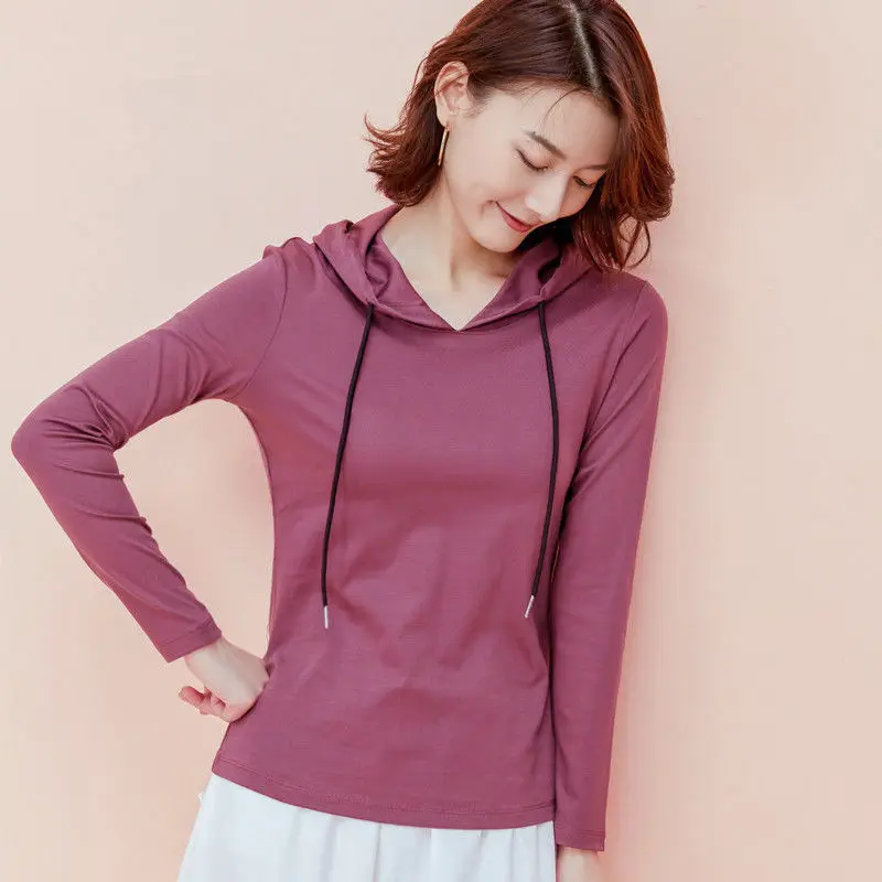 Casual Solid Sweatsshyrts Hooded Pullovers Weatshirts Straight Drawstring Women's Clothing 2022 Simple Bottoming Autumn Winter