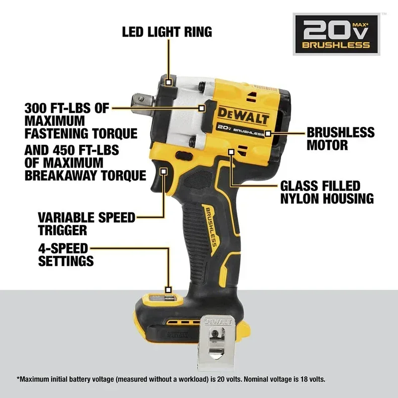 Dewalt Cordless Impact Wrench With Detent Pin Anvil DCF922B ATOMIC 20V MAX Tool Only Variable Speed Rechargeable Wrench DCF922
