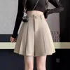 High-Waisted Shorts Women's Petite A- Line Black Wide-Leg Pants Korean Style Fall 2024 Plaid Pants