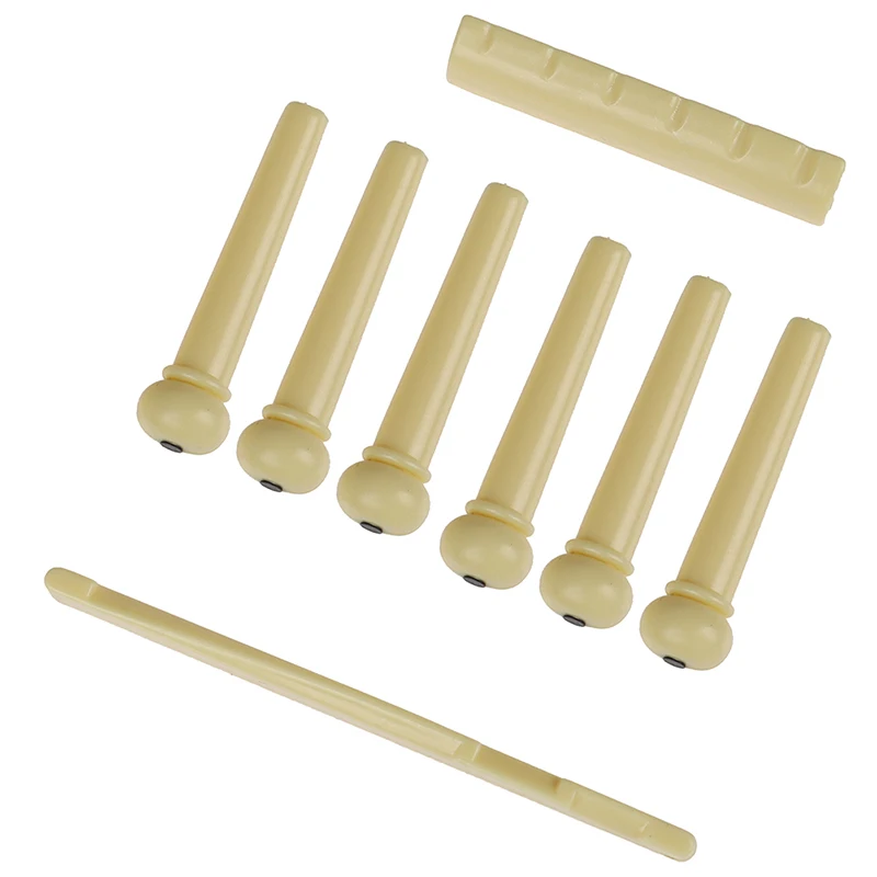1set Portable 6-String Guitar Bridge Pins Saddle Nut Acoustic Cattle Tailpiece Plastic Guitar A 13 I.1355986376