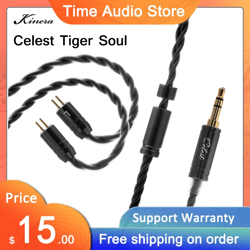 

Кабель для наушников Kinera Celest Tiger Soul, 4 ядра, цвет золото, разъем 3,5 мм, 0,78 мм, 2-контактный кабель для наушников