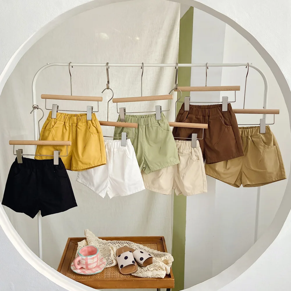 Boys Shorts Summer Korean Children Shorts Casual Overalls for Kids Boy Loose Girls Pants Solid Color Toddler Trousers