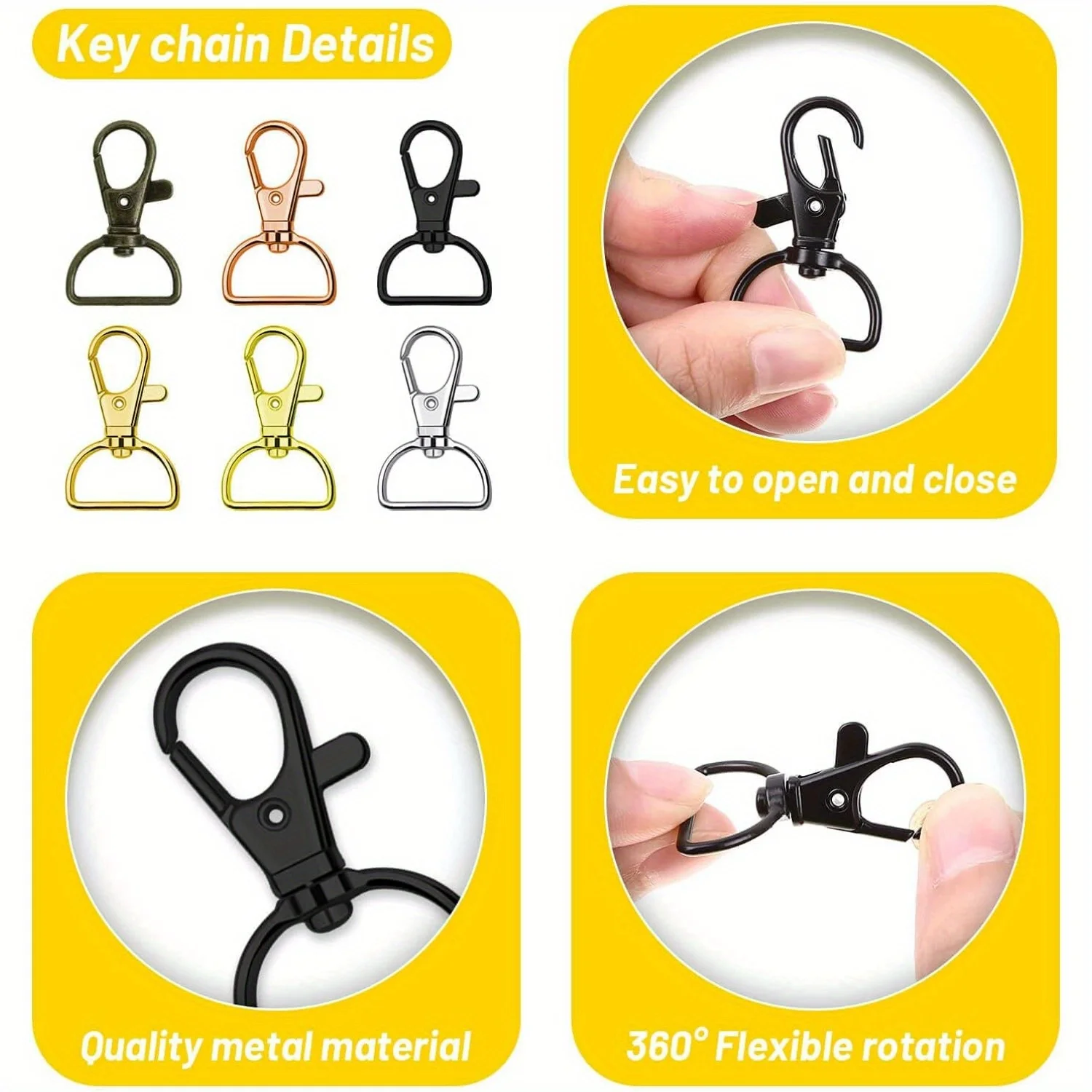 Swivel Clasp Lanyard Snap Hooks 10pcs Keychain Clip Hook Metal Lobster Claw Clasps for Lanyard Key Rings Crafting Purse