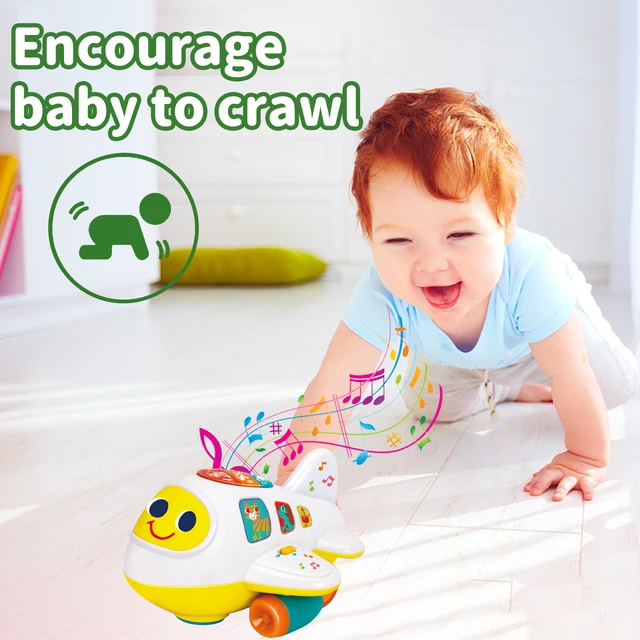 HOLA Baby Crawling Airplane Learning Toys - Early Educational Toy with Light & Music for Age 1 - 2 Year Old Infant 2