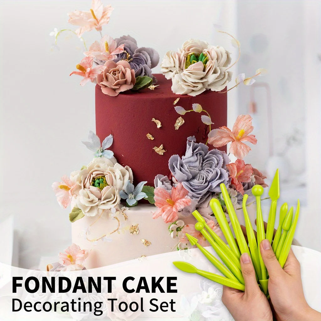 12 Sets Fondant Flower Making Tool Cartoon Kneading Molding Tool Dough Molding Carving fondant cake tools