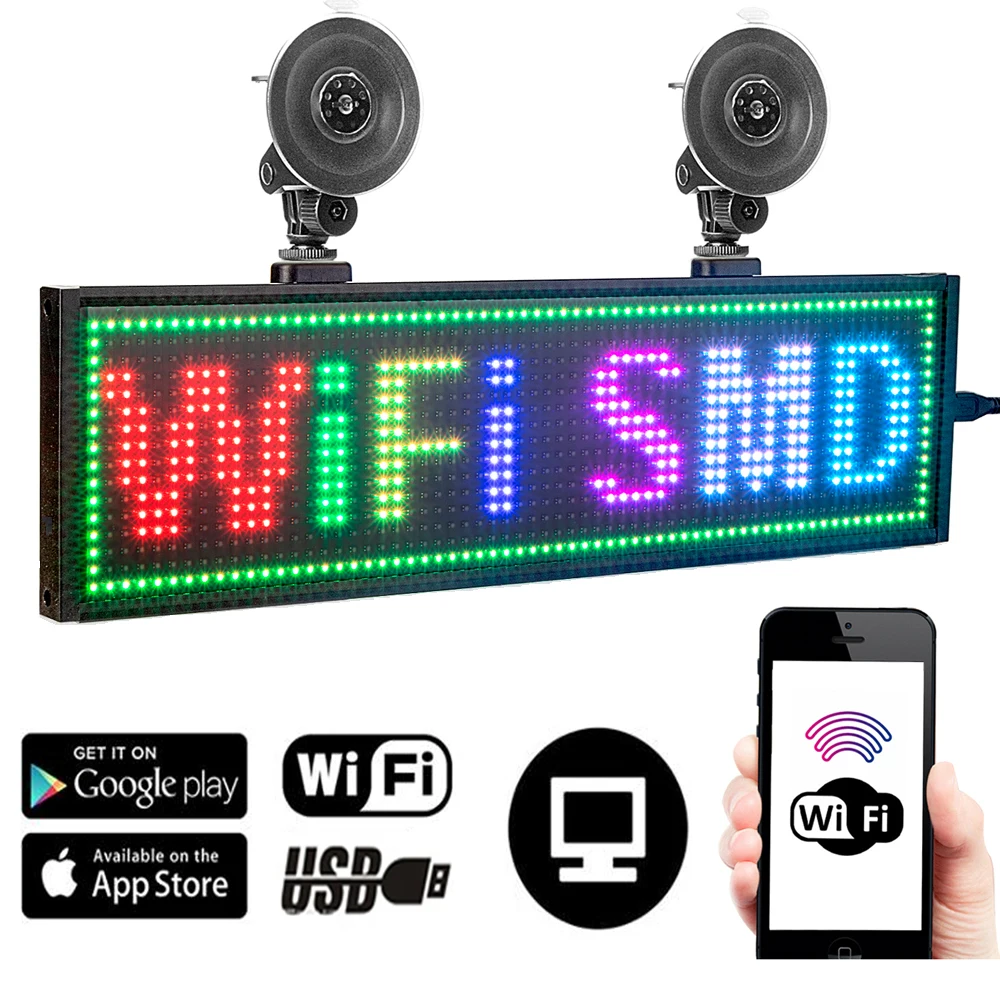 Pantalla RGB de 12V para coche, pantalla LED programable con WIFI