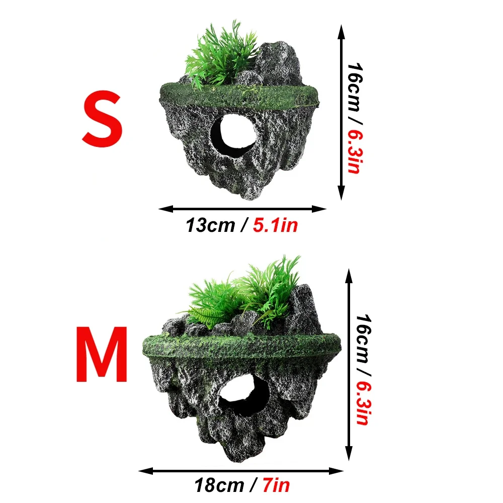 Floating Stone Fish Tank Ornaments - Decorative Aquarium Plants & Caverns Accessories