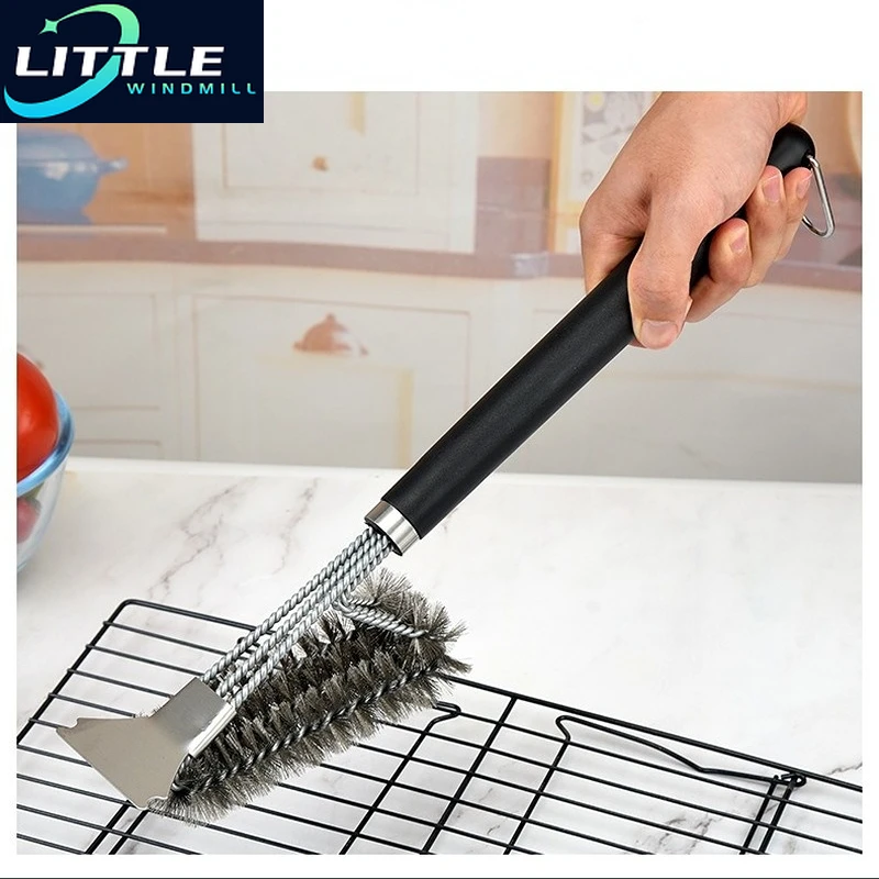 Pizza stove Oven clean Copper Brush Scraper Household Grill Brass bbq rack  machine Cleaning Brush with long Handle pizza peel