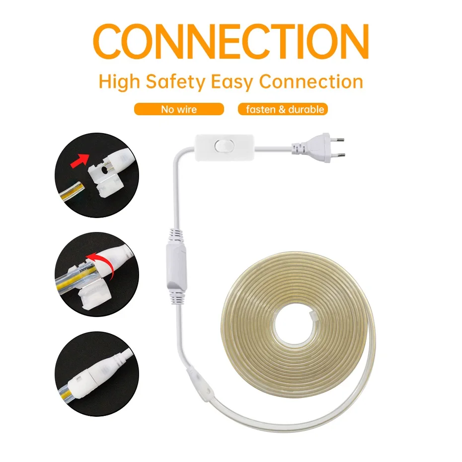 AC220V COB LED Strip Light 288LEDs/m IP65 Waterproof with ON/OFF Sbeb4a23d46b446a3bb47c191d3a6e7f0B