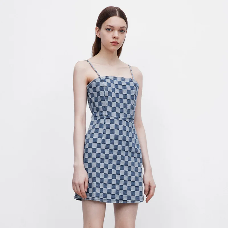 

Винтажное сарафан в клетку, женское сексуальное облегающее платье Y2K, платья s154