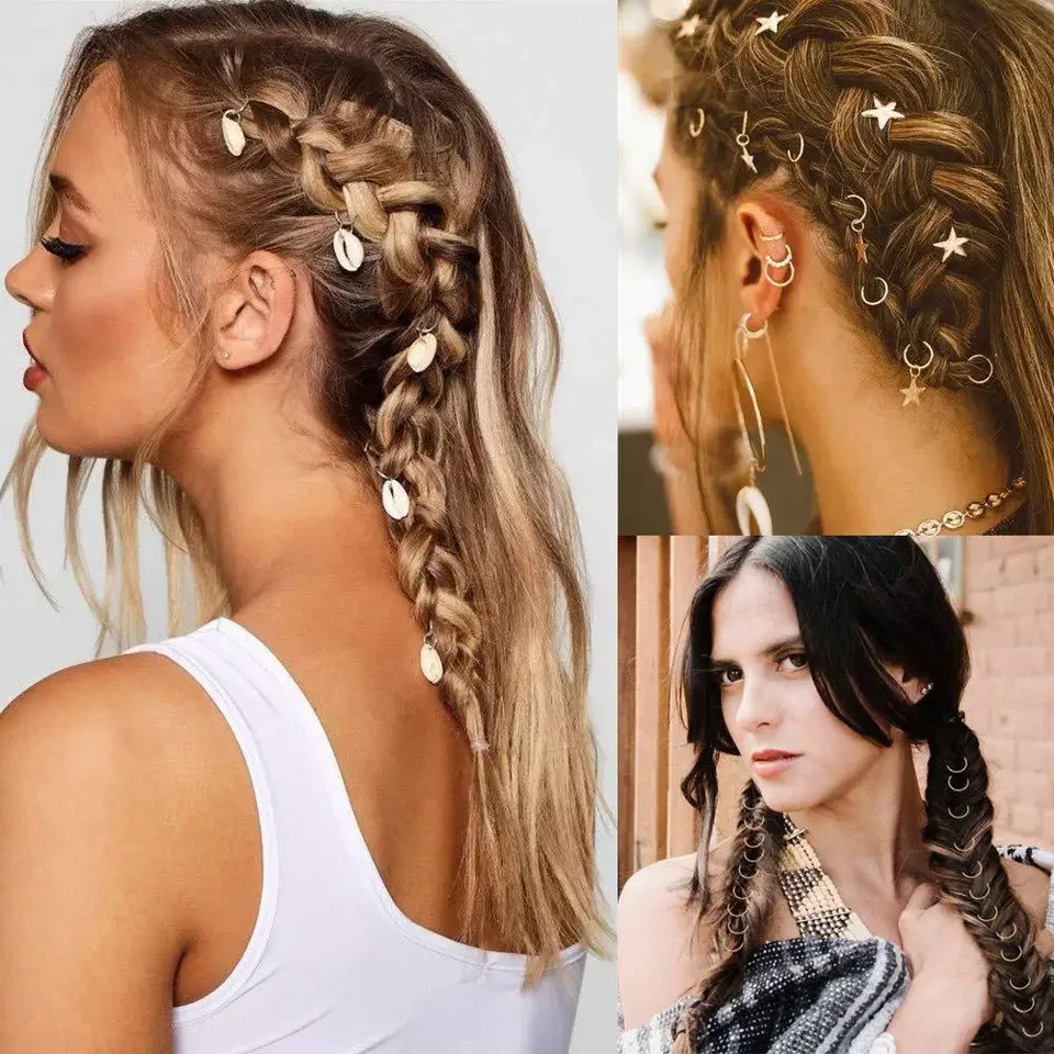 50 Accessori Per Trecce E Dreadlocks In Metallo Dorato | Gioielli Regolabili Per Capelli | Clip Decorative Per Donne - Foto 9
