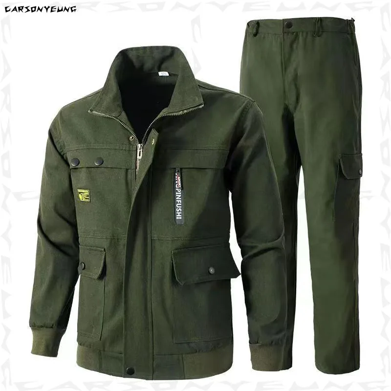 Men's Sets New Four Seasons Cotton Work Clothes Outdoor Wear resistant