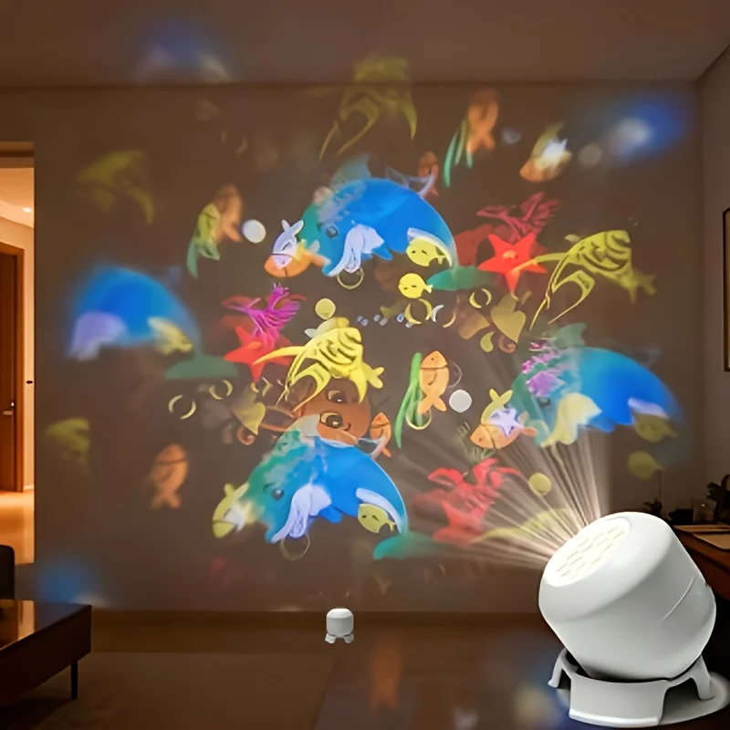 LED Starry Ocean Projection Light 360°Rotating Dynamic Night Light USB Plug-in Creative Birthday Gift for Preferred Bedroom Lamp