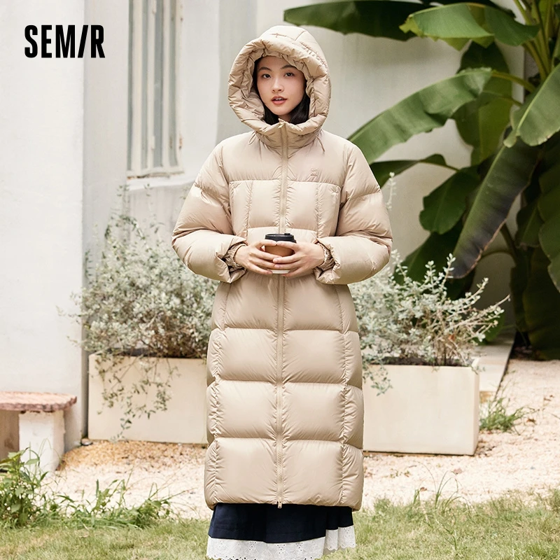 Semir Down Jacket Women Long Warm 2023 Winter New Loose Waterproof Hooded Jacket 3