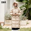 Semir Down Jacket Women Long Warm 2023 Winter New Loose Waterproof Hooded Jacket 3