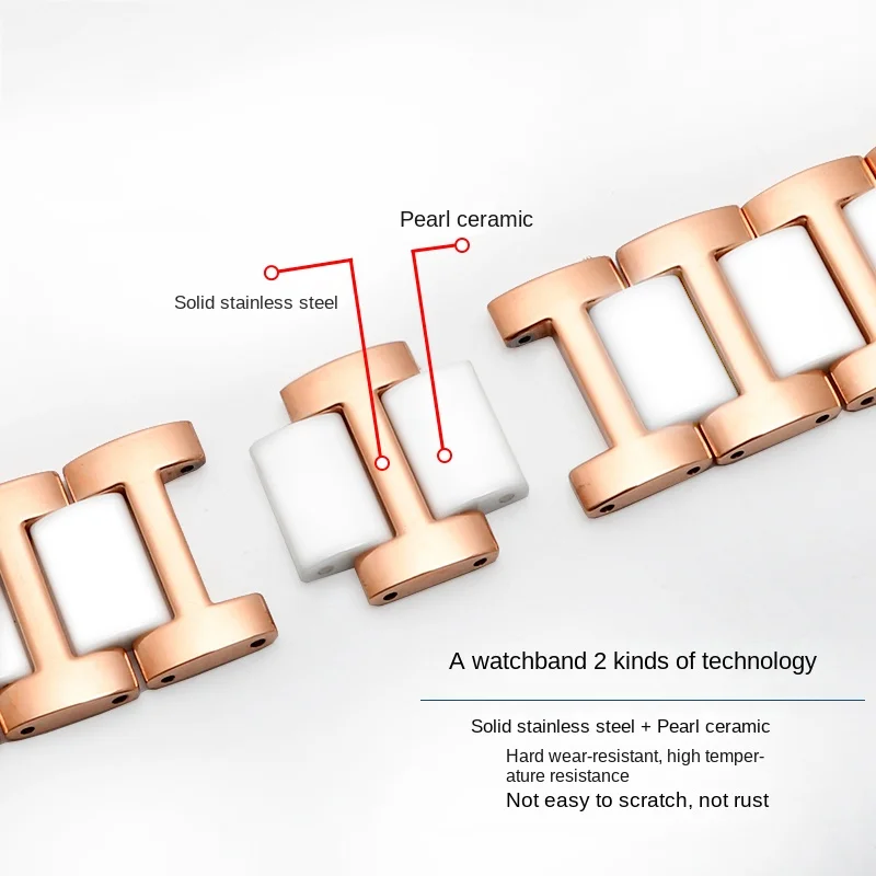 Elegant Ceramic Metal Strap Bracelet with Tool Set - Available in Various Sizes and Colors