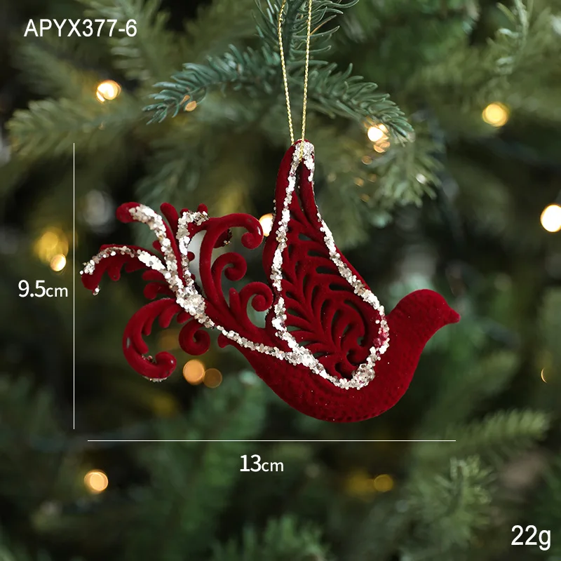 thumbnail image 1 of Christmas Pendant Flocking Sequins Elk Star Snowflake Wreath Christmas Tree Hanging Ornament for Home Christmas Party Decoration, 1 of 5