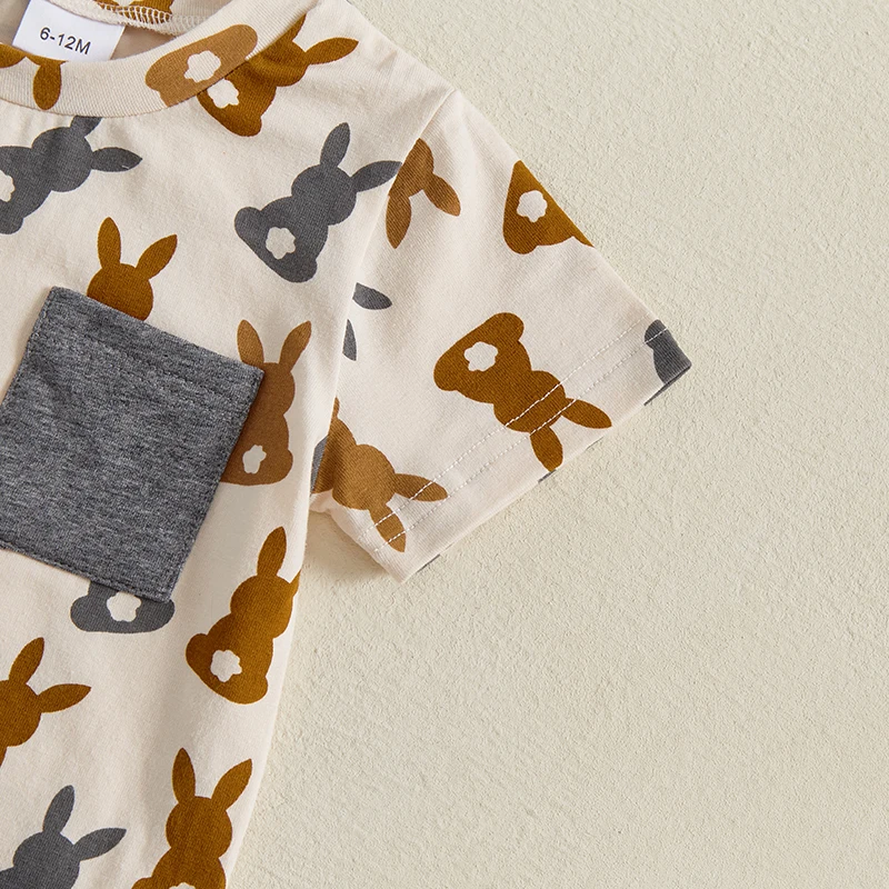 Baby Boy Summer Clothing 2PCS Set Toddler Kids Baby Boy Bunny Print T-shirt+Shorts Pants Outfits Short Sleeve Clothes 0-3y