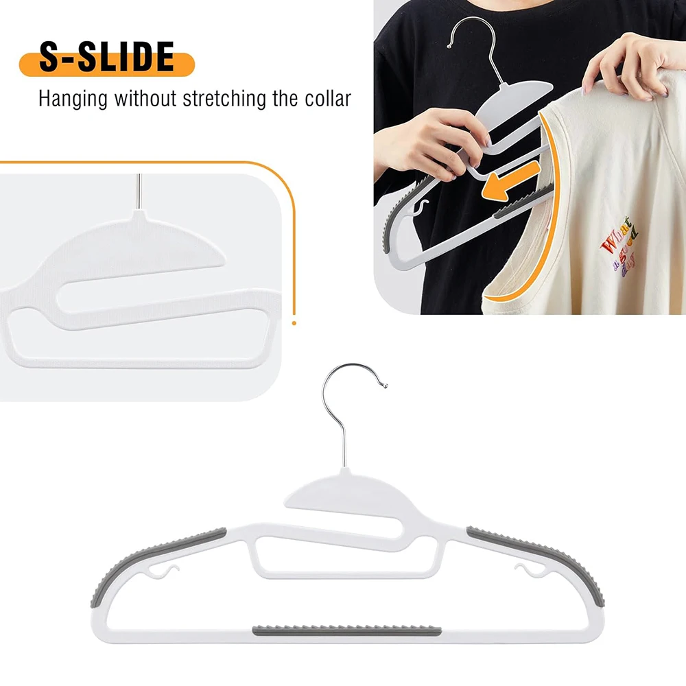 10/20/30pcs plastic coat hanger, non-slip super thin space-saving suit hanger pants hanger, sturdy and durable, with 360° hooks 3
