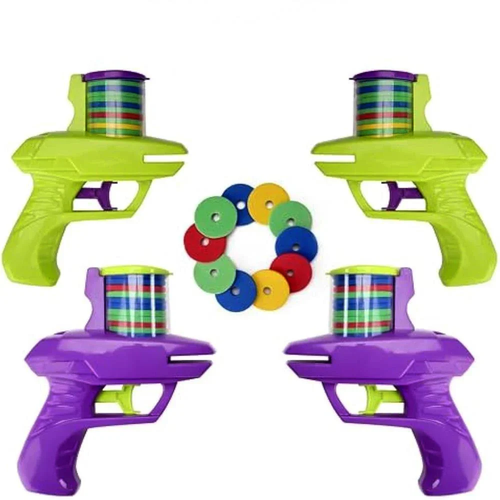 Kids Outdoor Game Foam Disc Gun Toy Flying Disc Shooting Launcher Gun Double Parent-child Interactive Children Toy 3